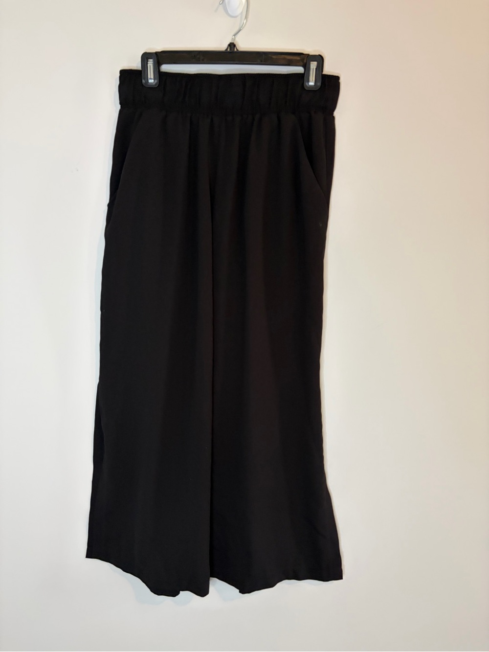 dip Black Wide-Leg Elastic Waist Pants With Side Slits Size 8